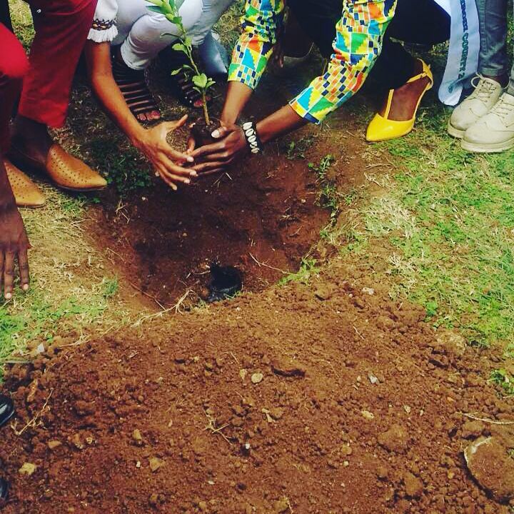 Diana Mwendwa during one of her tree planting sessions