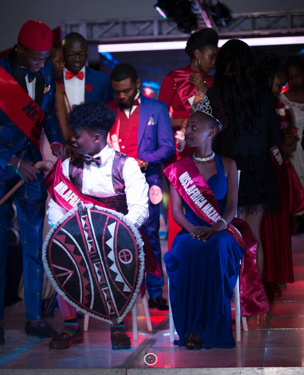 Bildad Ligala and Mary Kariuki being crowned Mr and Miss Africa Nazarene University 2017/2018