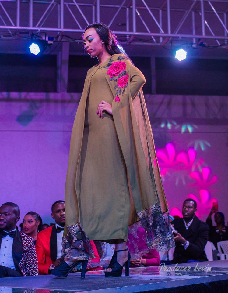Runway Model Catherine Carene showcasing one of the designs at the JW Show 2017 