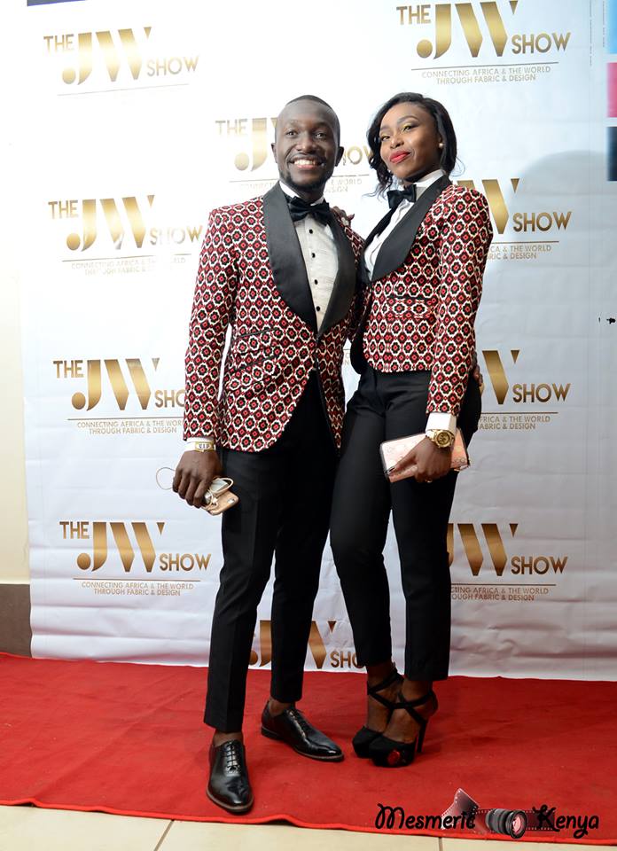 Luxury brand Bespoke City Creative Director Austine Bolo with his 'prayer patner' making a bold fashion statement on the red carpet