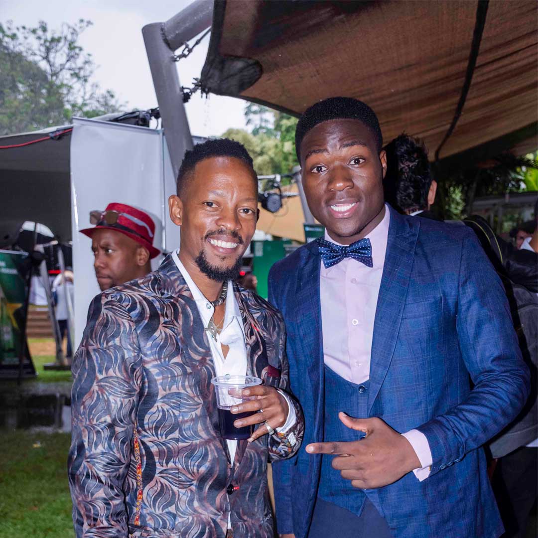 Fashion High Tea 2018: Multiple Award winner and top Kenyan Designer John Kaveke (left) enjoying a drink at the event with Clive Luppiizzy