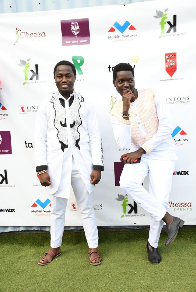 Organisers of the Fashion Couture in all white: Left Byron Oreyo; Right: Silas Omenda