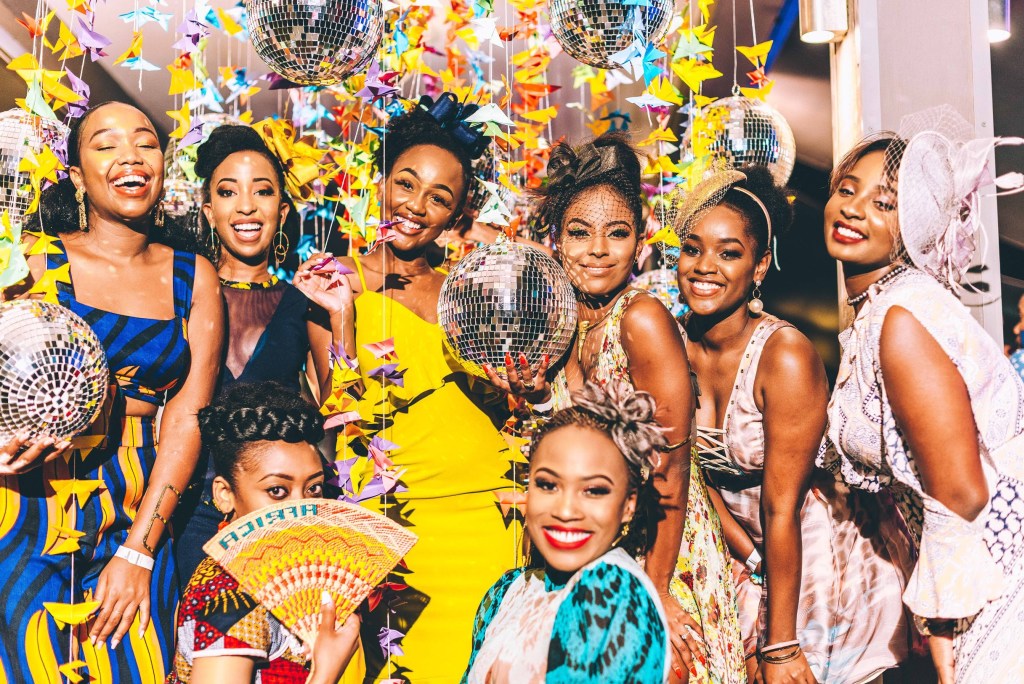 Fashion bloggers Natalie Tea (back 2nd left), Sheila of Pearls and Loaf (back 3rd left), Designer Lola Hannigan (back 3rd right), Angela Wambui (front left) among other fashion lovers at the Fashion High Tea 2019 