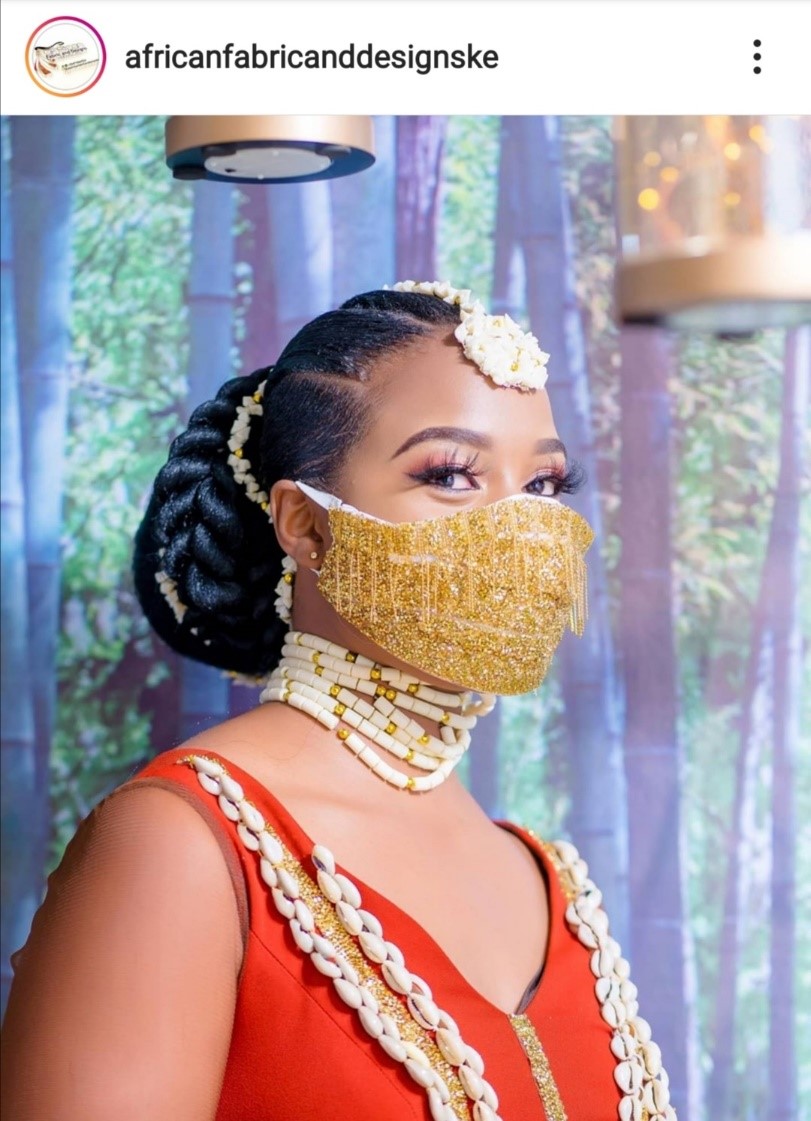 COVID 19 Fashion Forward Face Masks: Golden Bejeweled Mask 